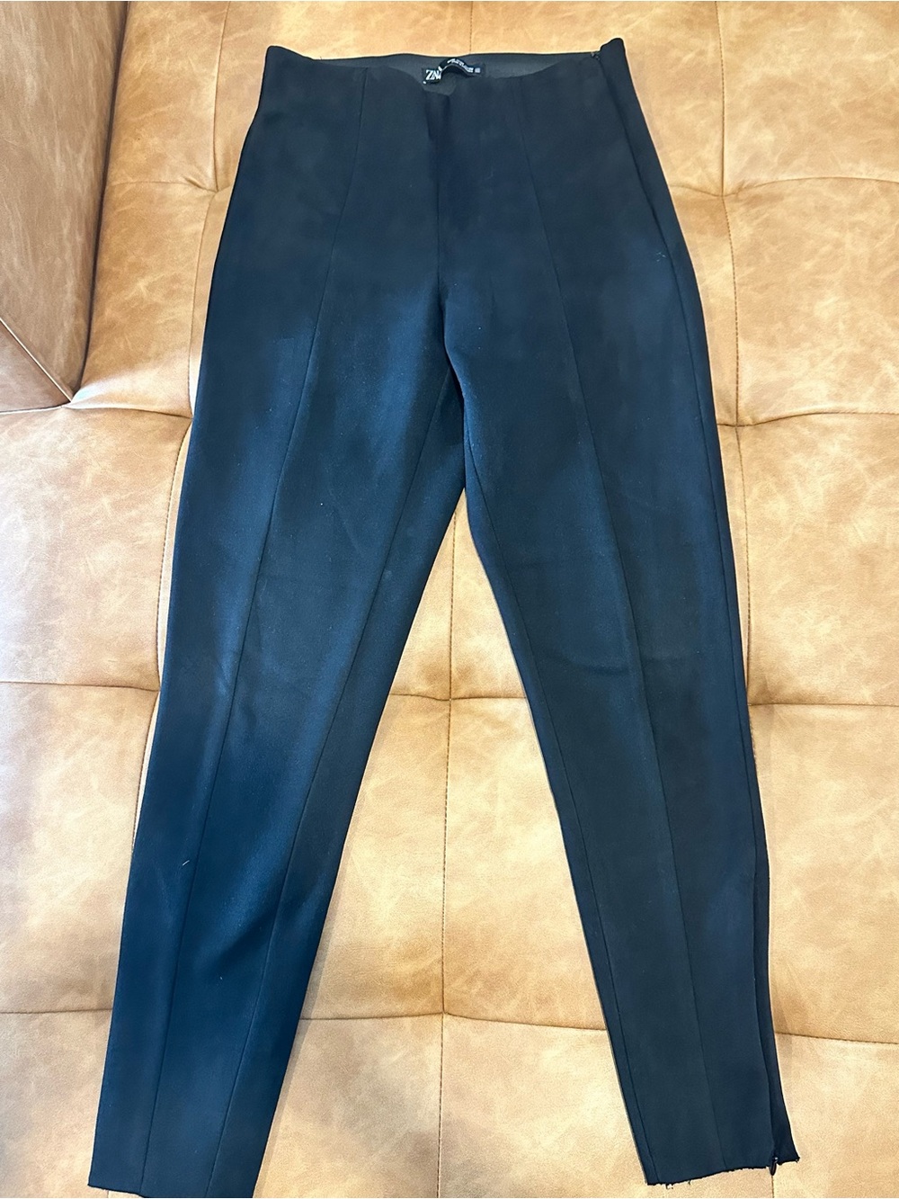 ZARA Black Faux Suede Skinny Pants Size M